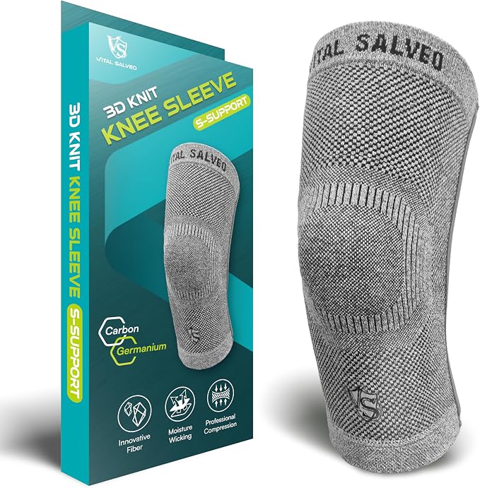 Vital Salveo S-Support 3D Bio-Dynamic Recovery Knee Sleeve – High-Impact Compression for Athletes, Stability & Training-Light Grey (1PC)/XL