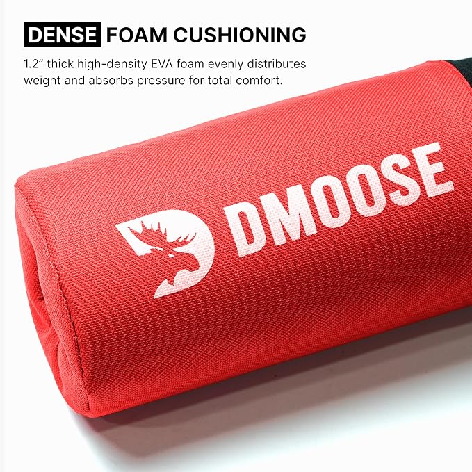 DMoose Fitness Barbell Pad for Hip Thrust, Squat & Lunges - Non-Slip Thick Foam Cushion for Neck and Back Support with Two Straps - Hip Thrust Pad for Leg Day - Fits All Olympic Bars and Smith Machine