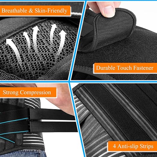 Back Brace for Lower Back Pain Men Women with 9X Strong Support, Idea for Long Time Standing & Sitting Work, Durable Back Support Belt with 3D Lumbar Pad for Sciatica, Herniated Disc, XL