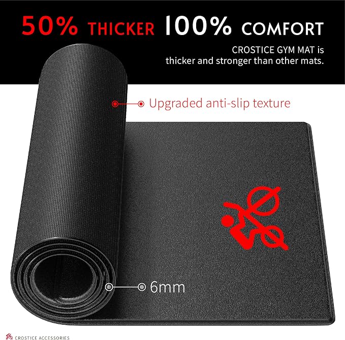 Bike Mat Compatible with Peloton Bike, 6mm Floor Protector | 6mm bike mat compatible with Peloton bike, providing non-slip waterproof protection for hardwood or carpet