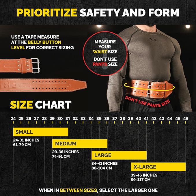 5mm Genuine Leather Weight Lifting Belt for Squats and Deadlifts | 4-inch lumbar support, two-prong buckle, double-layer construction, comfortable adjustable fit for heavy lifts