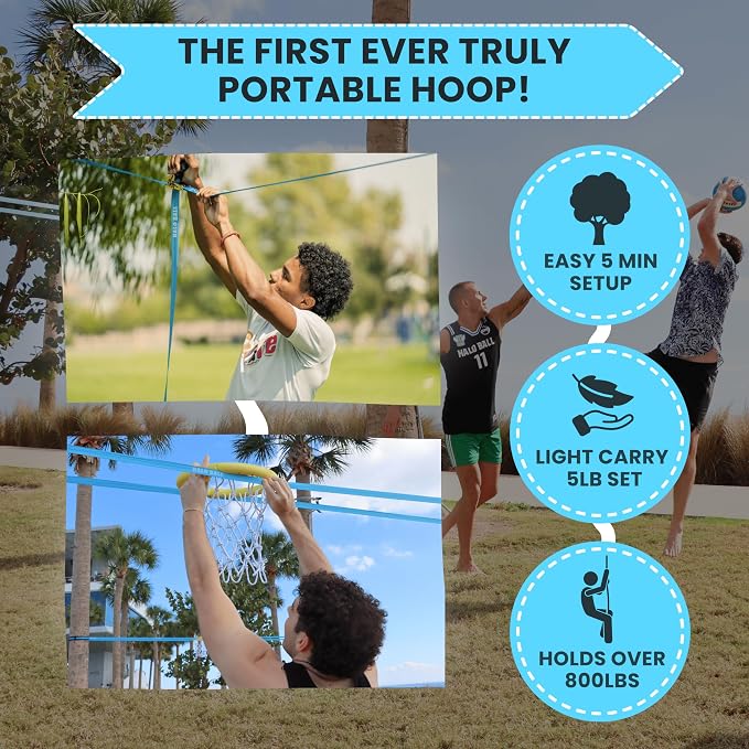 Portable Basketball Hoop with Adjustable Height - Play Floating Outdoor Yard Game at Beach, Lawn, Backyard, Pool, Grass - New Sport for Boys, Girls, Family