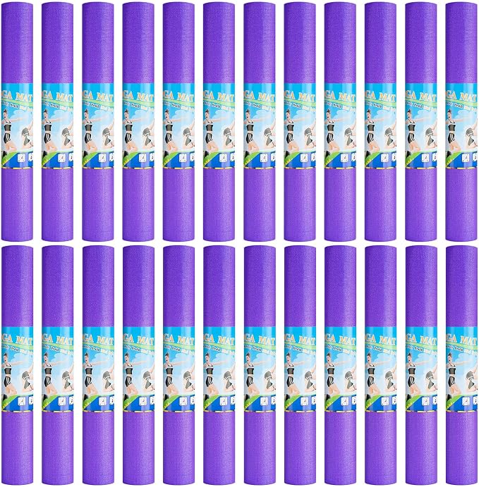 Funtery 3 mm Thin Yoga Mats Bulk, 68 x 24 Inches Lightweight PVC Exercise Mats Non Slip Workout Fitness Pads for Yoga Pilates Stretching Classes Gym Home Studio