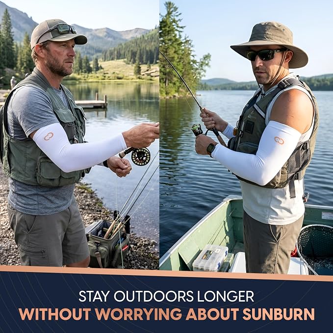 Copper Compression Full Arm Sun Sleeves for Men and Women UPF 50+ UV Protection