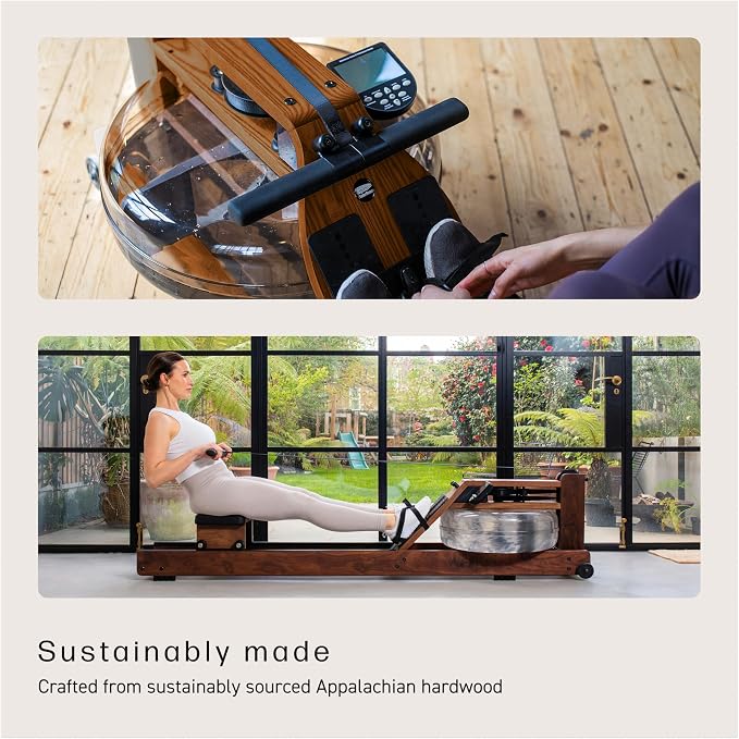 WaterRower Walnut Rowing Machine with S4 BLE Monitor | USA Made Water Rower | Original Handcrafted Erg Machine for Home Use & Gym | Best Warranty