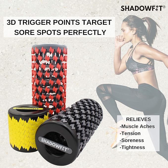 Adjustable Shadowfit Foam Roller Equipment for Sore Muscle, Tissues ∣ Massage Rollers for Maximum Tension Relief ∣ High Density Foam for Deep Tissue Pain Relief, Thigh, Arms (Red)