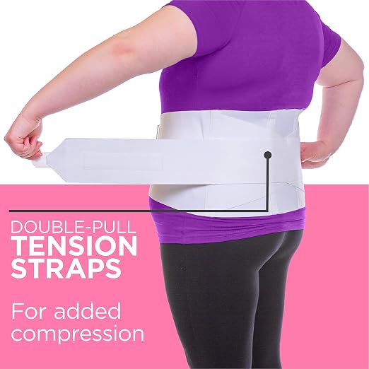 BraceAbility Plus Size Women's Back Brace for Female Lower Back Pain - XXL Ladies Soft White Elastic Lumbar Compression Obesity Support Belt Girdle is Discreet Under Clothes (2XL)