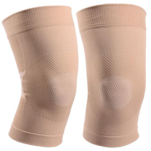 NURCOM Knee Brace, 8-Zone Compression Sleeve, Beige XXL | For Meniscus Tear, Arthritis, Acl, Mcl, Tendonitis & Joint Pain Relief, Running, Workouts, Recovery, Pair Pack, Men & Women