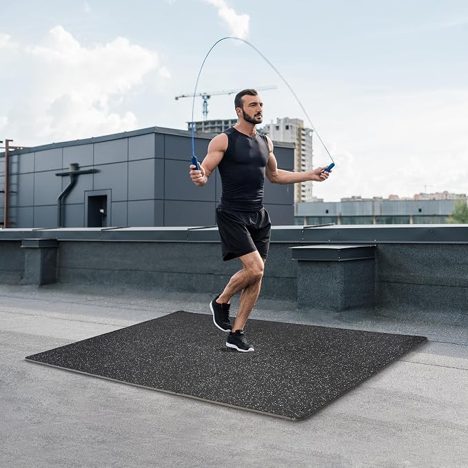 Sivan Fitness 1/2" Thick Rubber Top High-Density EVA Foam Gym Flooring for Home Gym - 48 Sq Ft Exercise Mat Tiles for Workout, Yoga, MMA, Heavy Exercise Equipment Mat - 12 Interlocking Gym Floor Mat