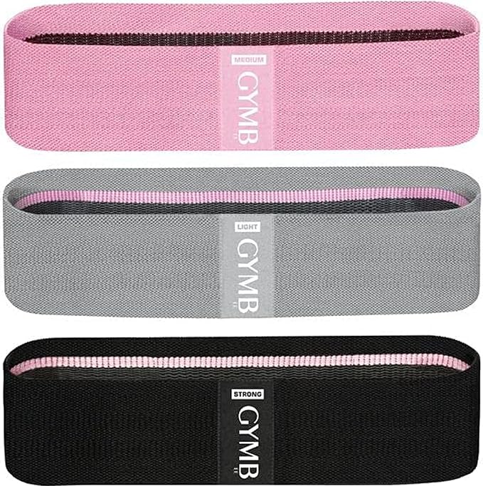 Gymbee Premium Resistance Bands for Working Out - Exercise Bands to Workout Glutes, Thighs & Legs - No Slip Cloth Booty Bands for Gym & Home Fitness, Yoga, Strength & Pilates for Men/Women - 3 Levels