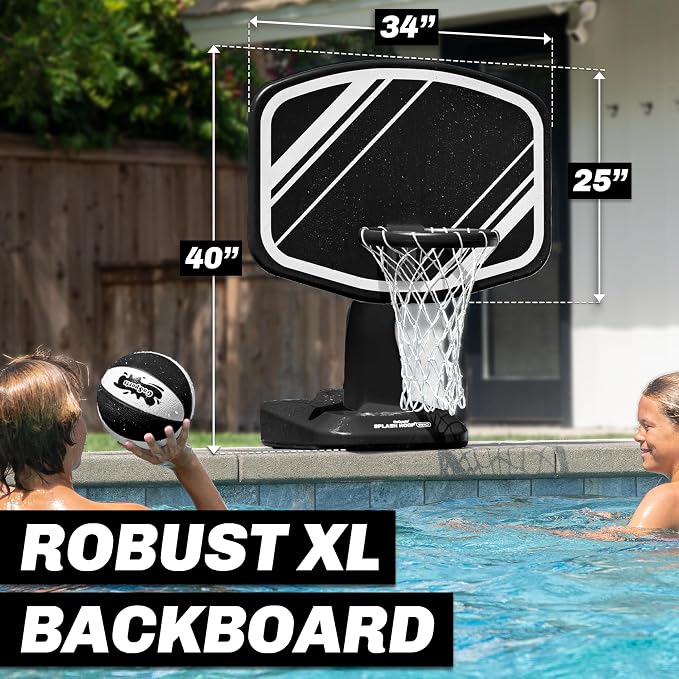 GoSports Splash Hoop PRO Pool Basketball Game – Modern Poolside Basketball Hoop with Backboard, Ball & Pump – Swimming Pool Basketball Hoop for Inground & Above Ground Pools