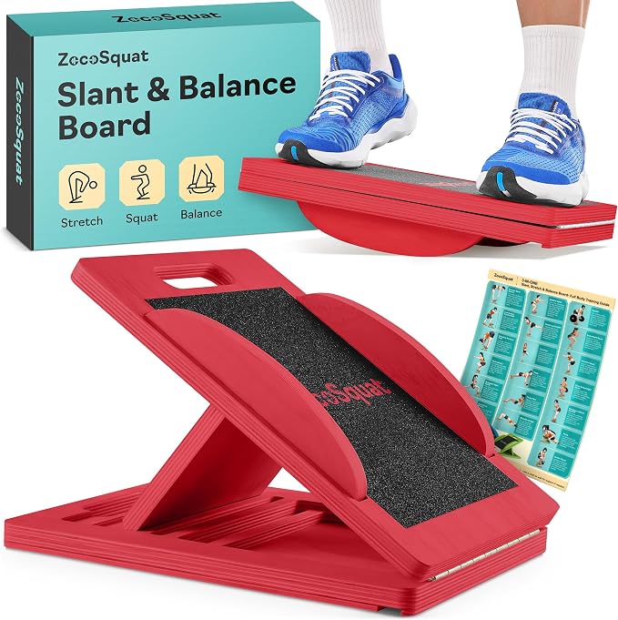 Slant Boards for Exercise, Wooden Slant Board, Calf Stretch Board with 7 Incline Angles, Velour Board, Balance Board & Calf Stretcher, Portable Incline Board for Physical Therapy, Ankle Mobility, Heel & Knees