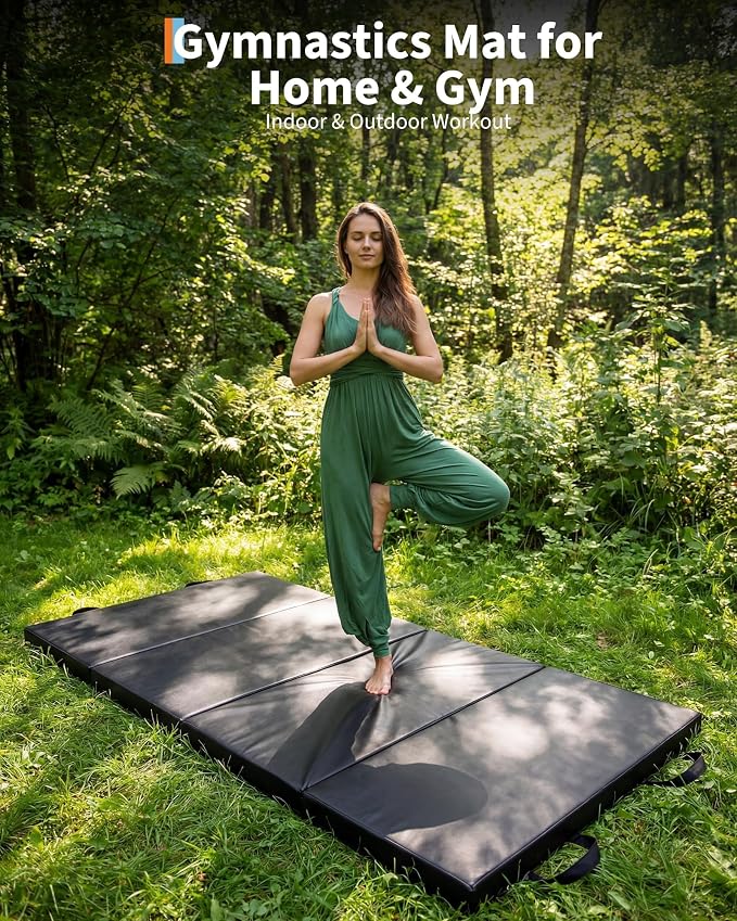 Garvee Gymnastics Mat, 6.2Ft 2-Inch Thick 4-Fold | Exercise Floor Mat for Home Gym, Portable Yoga Mat for Pilates, Aerobics, Martial Arts & Training
