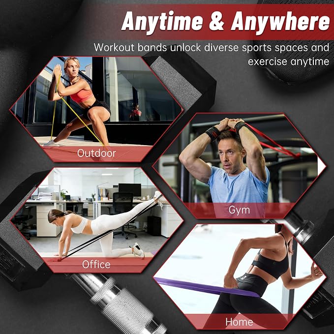 Resistance Bands for Working Out, 4-Level Pull Up Assistance Bands, Exercise Bands for Women & Men, Stretch Workout Bands for Full-Body Training, Fitness, Physical Therapy, Pull Up Bands at Home, Gym