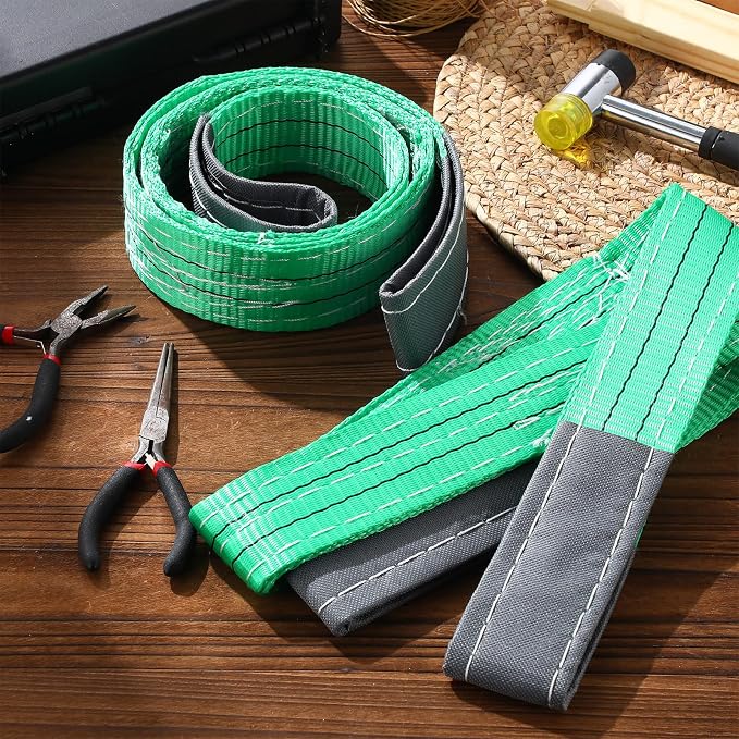 4 Pcs Lift Sling Straps Heavy Duty Web Slings Straps Polyester Nylon for Hoist Car Outdoor Using