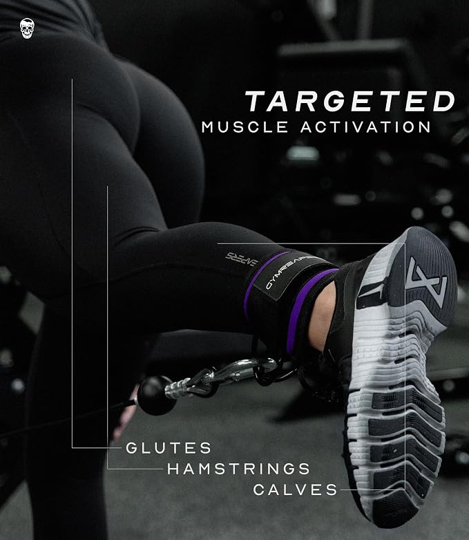 Gymreapers Ankle Straps For Cable Machine Kickbacks, Glute Workouts, Lower Body Exercises - Adjustable Leg Straps with Neoprene Padding
