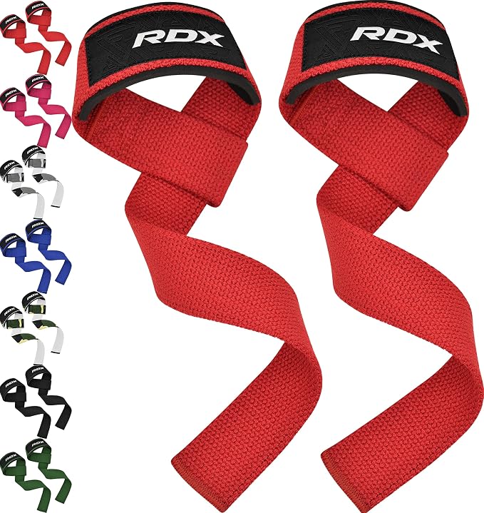 RDX Lifting Straps for Weightlifting –100% Cotton Heavy Duty Gym Wrist Strap with 5MM Neoprene Padding, 60CM Anti-Slip Hand Grip Wraps for Deadlifts Powerlifting Workouts Strength Training, Men Women