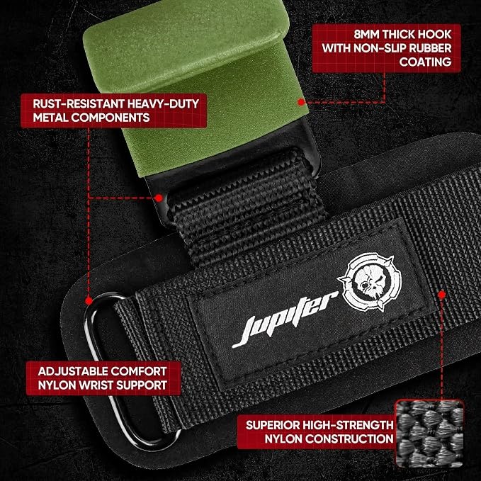 JUPITER Weight Lifting Grips (Pair), Wrist Support for Heavy Lifting, Deadlifts, Pull Ups, Powerlifting & Gym Workouts