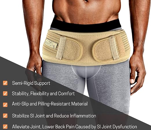 Vriksasana Posture Sacroiliac Hip Belt for Women and Men That Alleviates Sciatic, Pelvic, Lower Back, Leg and Sacral Nerve Pain Caused by Si Joint Dysfunction| Trochanter Brace (Regular, Nude)