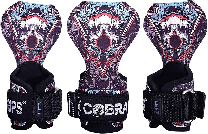 Cobra Grips Weight Lifting Gloves with Adjustable Neoprene Padded Wrist Wraps - Heavy Duty Alternative to Power Lifting Hooks for Deadlifts