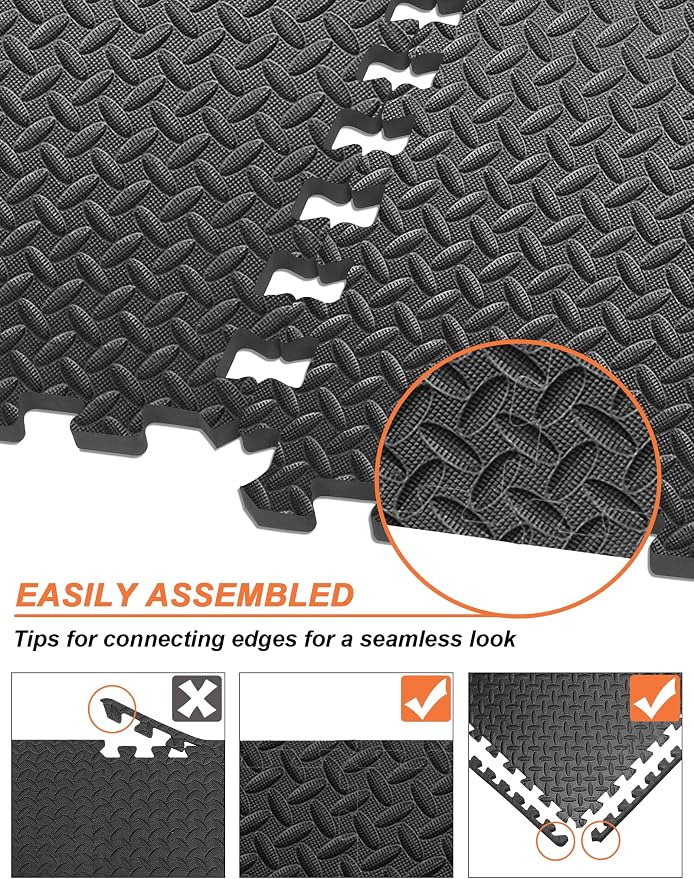 innhom 12/24/48 Tiles Gym Flooring Gym Mats Exercise Mat for Floor Workout Mat Foam Floor Tiles for Home Gym Equipment Garage