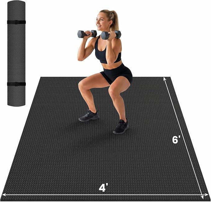 THAILE Large Exercise Mat, 7'x5'/6'x4'/8'x5', 6mm Workout Mat for Home Gym | Heavy-Duty & Shoe-Friendly Large Yoga Mat: Textured grip and cushioning support cardio, Pilates, stretching workouts