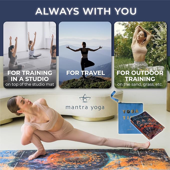 Mantra Yoga Travel PRO 1.5mm with Knee Pad - Foldable Fitness & Exercise Mat with Bag | Lightweight, Compact & Eco-Friendly | Non-Slip & Washable | For All Types of Yoga | 72" L x 24" W | 2.6 lbs