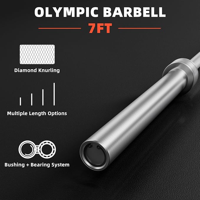 ALTLER 5FT/7FT Olympic Barbell Bar,2 Inch Weight Bar for Strength Training, Weightlifting, Squat, Deadlift, Bench Press, Curl