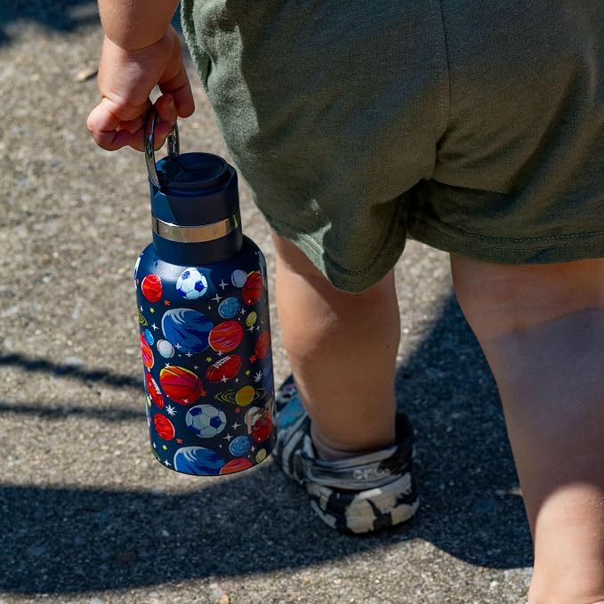RTIC Little Journey Water Bottle with Straw, Ceramic-Lined, Insulated, Stainless Steel, Metal, Double Wall Vacuum-Insulation, Leak-Proof Lid, BPA-Free Water Flask for Sports, Travel, Space Games