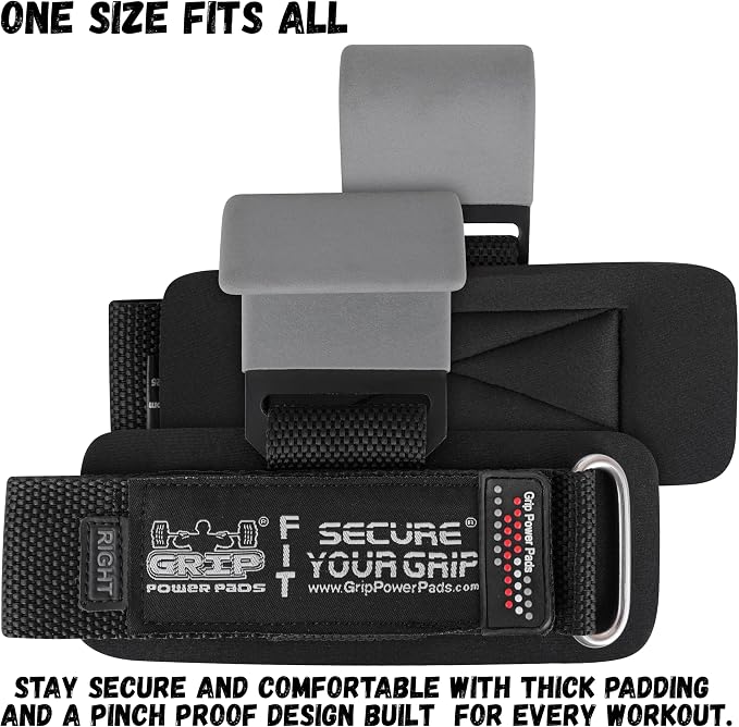 Weight Lifting Rod Hooks Heavy Duty Wrist Wraps Power Weight Lifting Training Gym Grips Straps Set of 2