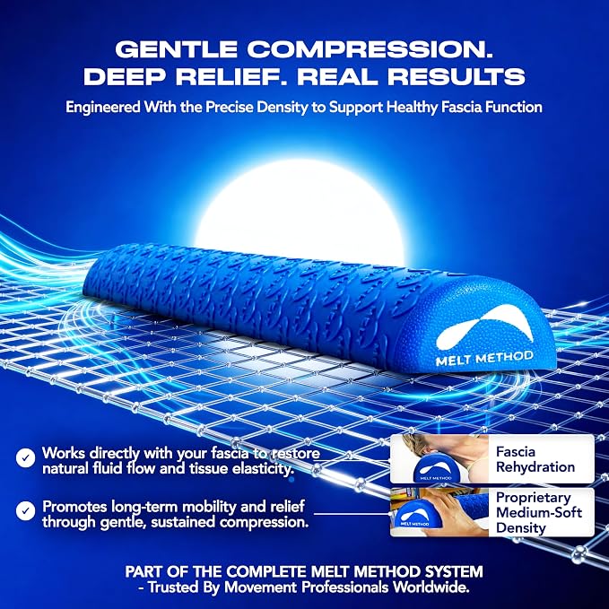 MELT Method 36 Inch Half Foam Roller for Back w/FasciaTherapy Technology - Low Density Soft Foam Roller for Physical Therapy - Half Round & Soft - Great for Pilates & Gentle Muscle Recovery