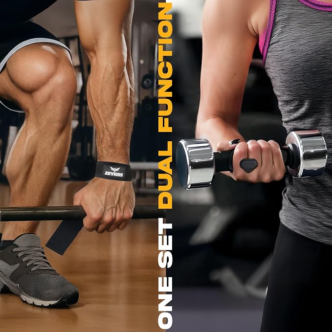 Workout Grips & Wrist Straps Set - Anti-Slip Silicone Hand Grips + Lifting Straps for Gym, Weightlifting, Pull-Ups, Deadlifts - Gloves Alternative (2 Grips + 2 Straps + Carry Case)