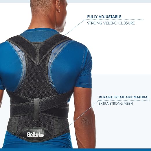 Selbite Posture Corrector for Men and Women - Back Brace for Upper and Lower Body Support - Adjustable Straightener with Pain Relief and Muscle Memory (XX-Large)
