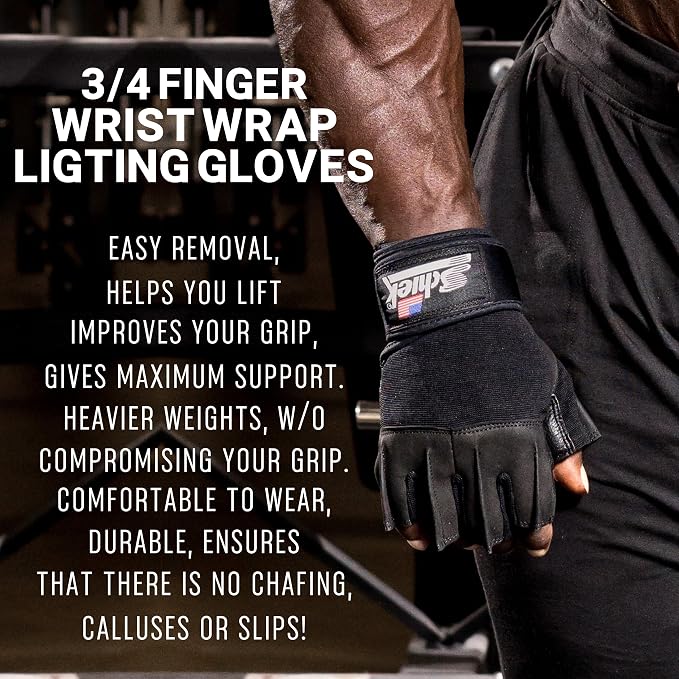 Schiek Sports 540 Platinum Lifting Gloves - Weightlifting Gloves with Wrist Wrap Support for Gym Workouts