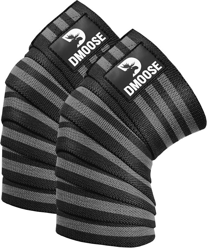 DMoose Fitness Knee Sleeves for Weightlifting (Pair) 78" Knee Wraps for Squats, Powerlifting & Joint Stability