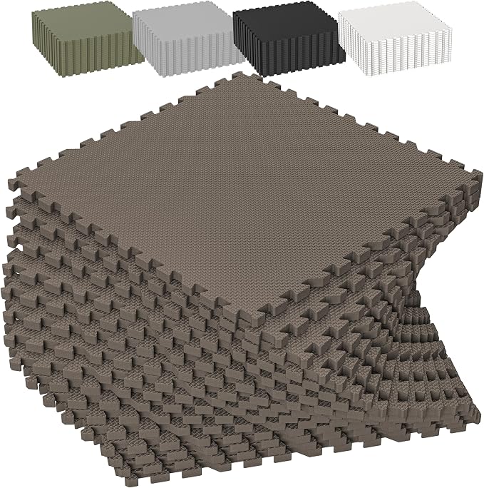 1/2" Thick 16 Pcs 64 Sq Ft EVA Foam Puzzle Exercise Mats, High-Density Interlocking Foam Floor Tiles for Home Gym, Gym Mat for Workout Equipment & Direct Exercise, Floor Padding for Kids