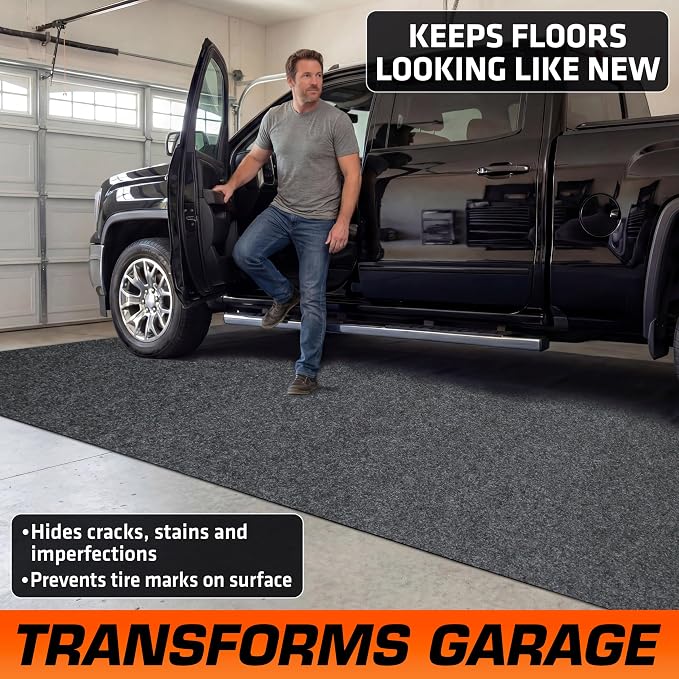 Armor All Garage Floor Mat (17' x 7'4"), Waterproof Garage Flooring, Absorbent, Premium Oil Spill Resistant Garage Pad, Durable, Protects Surfaces (Includes Double Sided Tape) (USA Made)