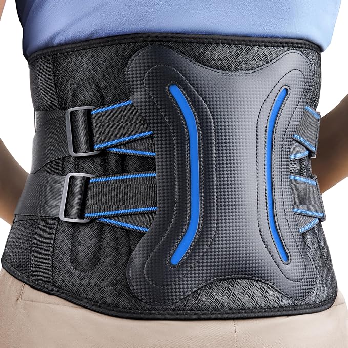 FEATOL Lower Back Brace with 5 Reinforced Stays for Women and Men, Adjustable Snug-Fit Lumbar Support Belt for Work, Size 5XL, Waist 57.5"-65"