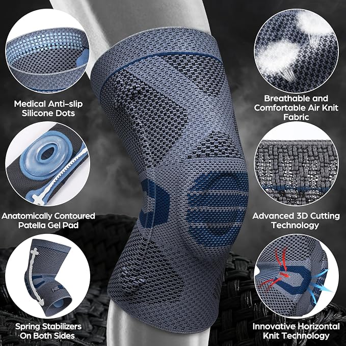 NEENCA Professional Knee Brace, Medical Knee Support for Women & Men Relief | Upgraded Version, Patented Patella Gel Pad & Side Stabilizers, For Knee Pain, Swelling, ACL,PCL, Circulation, Sports, Workout