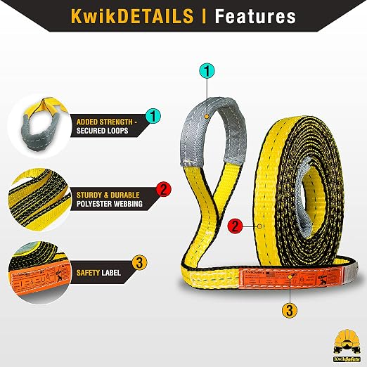 KwikSafety - Charlotte, NC - Mighty Sumo 1”x 30’ Poly Web Sling Lifting Strap Construction ASME OSHA / 3200lbs Vertical 2550lbs Choker 6400lbs Basket/Rigging Moving Towing Hoisting Gear
