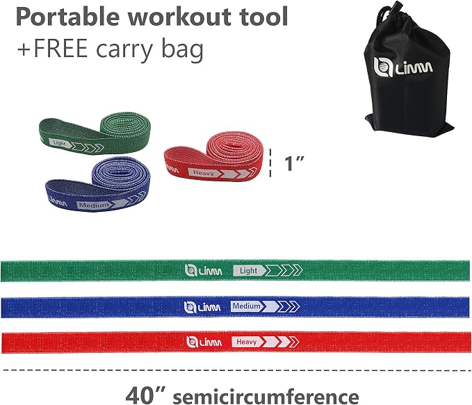 Fittest Pro by Limm Resistance Bands for Legs and Butt, Fabric Exercise Loop Bands Yoga, Pilates, Rehab, Fitness and Home Workout, Strength Bands for Booty