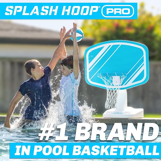 GoSports Splash Hoop PRO Pool Basketball Game – Modern Poolside Basketball Hoop with Backboard, Ball & Pump – Swimming Pool Basketball Hoop for Inground & Above Ground Pools