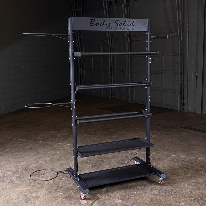 Body-Solid (GAR250) Compact Accessory Vertical Stand Rack for Organizing Medicine Balls, Slam Balls, Stability Balls, Kettlebells, Dumbbells, Jump Ropes, Foam Rollers, Yoga Mats and more
