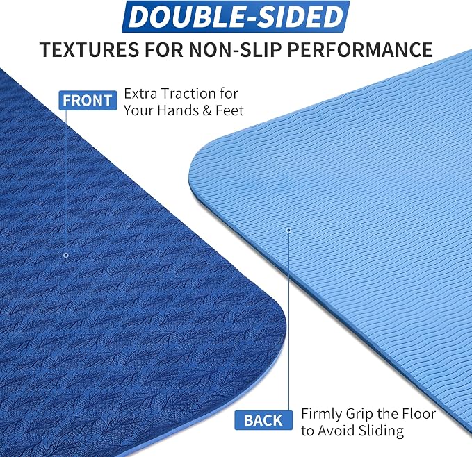 CAMBIVO Yoga Mat for Women Men Kids, 1/3 & 1/4 & 2/5 Inch Extra Thick Yoga Mat Non Slip, 72" x 24" TPE Yoga Mats, Workout Mat with Carrying Strap for Yoga, Pilates and Floor Exercises