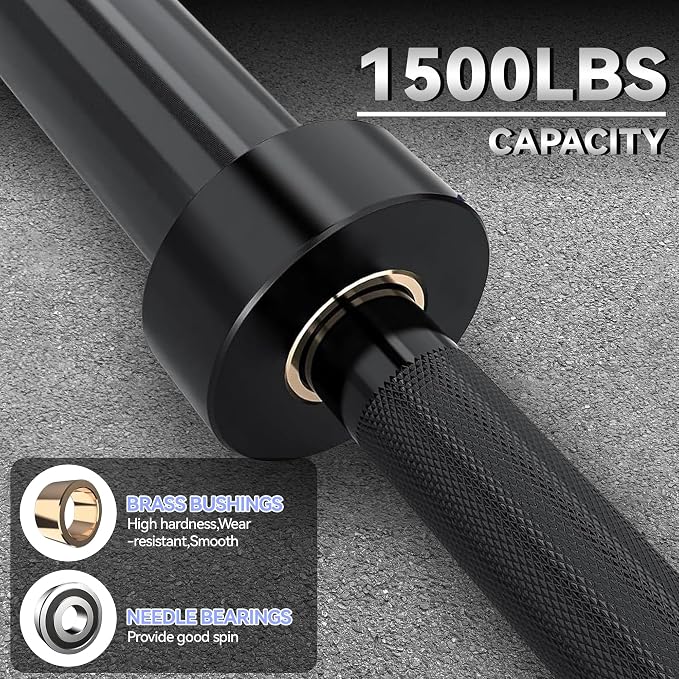 Garvee 7 FT Olympic Barbell 45LB, 1500LB Capacity | Built for squats, deadlifts and powerlifting with secure grip and smooth sleeve rotation for home or commercial gyms.