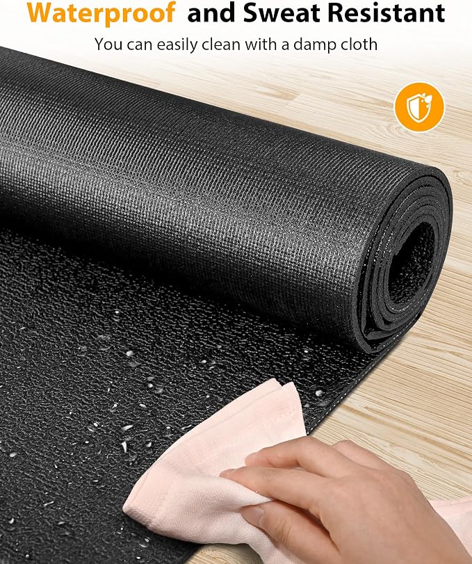 Foldable Rubber Treadmill Mat - Exercise Bike Mat with Waterproof | Non-Slip, Shock Absorption, Exercise Equipment Mat, Protect Floor, for Home Gym Workout, for Bike/Elliptical, Mat for Carpet
