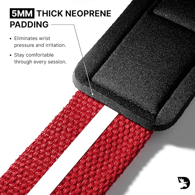 DMoose Fitness Lifting Straps 24" (Pair) - 5mm Padded Durable Wrist Straps for Weightlifting & Powerlifting - Cotton Lifting Strap with Silicone Grip for Men & Women - Deadlift Strap for Gym Workout