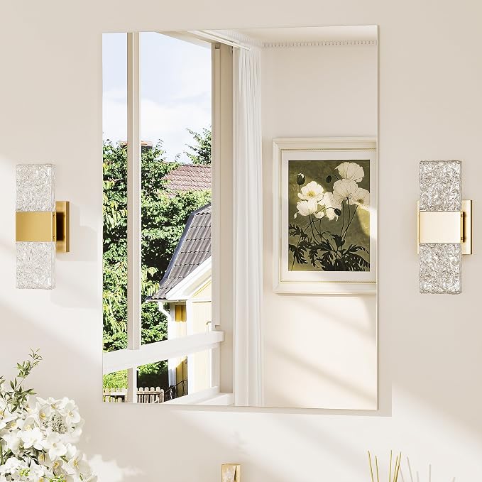 24x32 Frameless Bathroom Mirror, Vanity Bathroom Mirror for Wall Shatterproof Modern Rectangle Mirrors for Bedroom, Living Room, Entryway, Home Gym, Entryway
