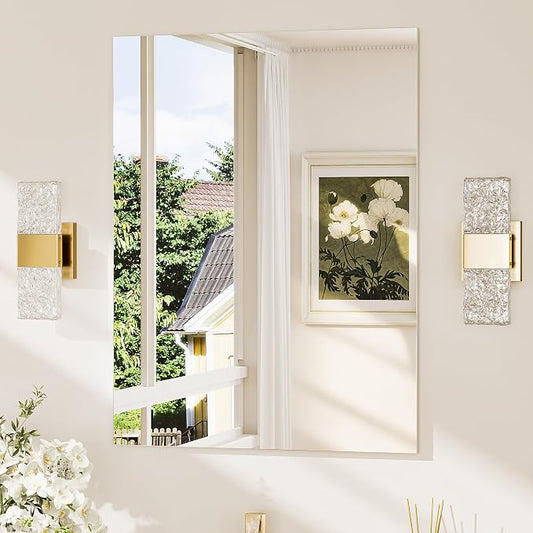 24x32 Frameless Bathroom Mirror, Vanity Bathroom Mirror for Wall Shatterproof Modern Rectangle Mirrors for Bedroom, Living Room, Entryway, Home Gym, Entryway