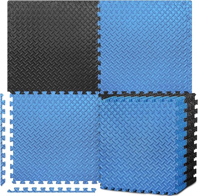 BEAUTYOVO Puzzle Exercise Mat with 12/24/48 Tiles Interlocking Foam Gym Mats, 24'' x 24'' EVA Foam Floor Tiles, Protective Flooring Mats for Gym Equipment